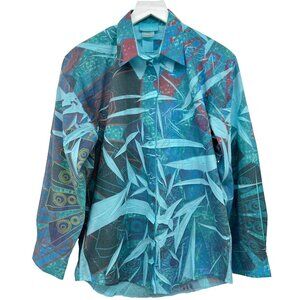 Vintage Womens Small Wearable Art Top Shirt Abstract Crinkle Fabric Artsy Blouse